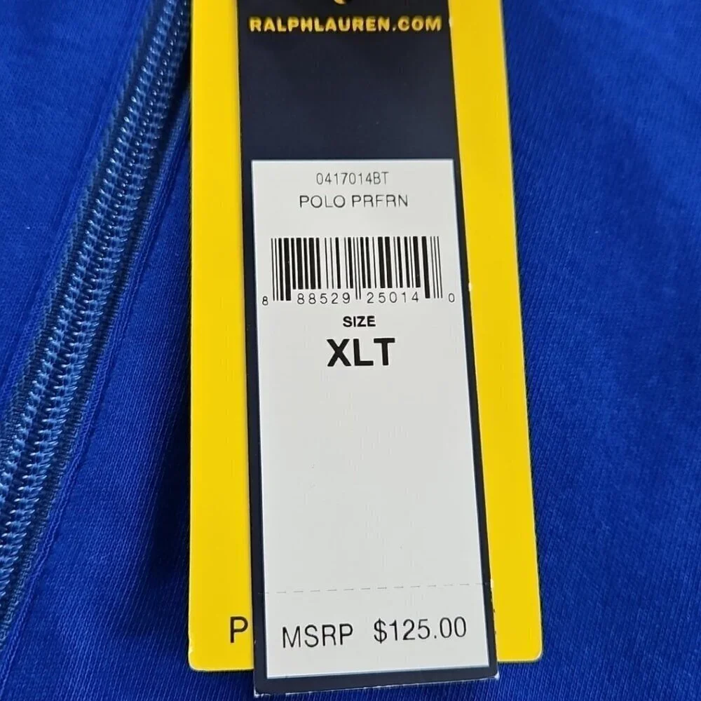 Polo Ralph Lauren Full Zip Jacket‎ Men's XLT NWT Blue White Pony Logo MSRP $125